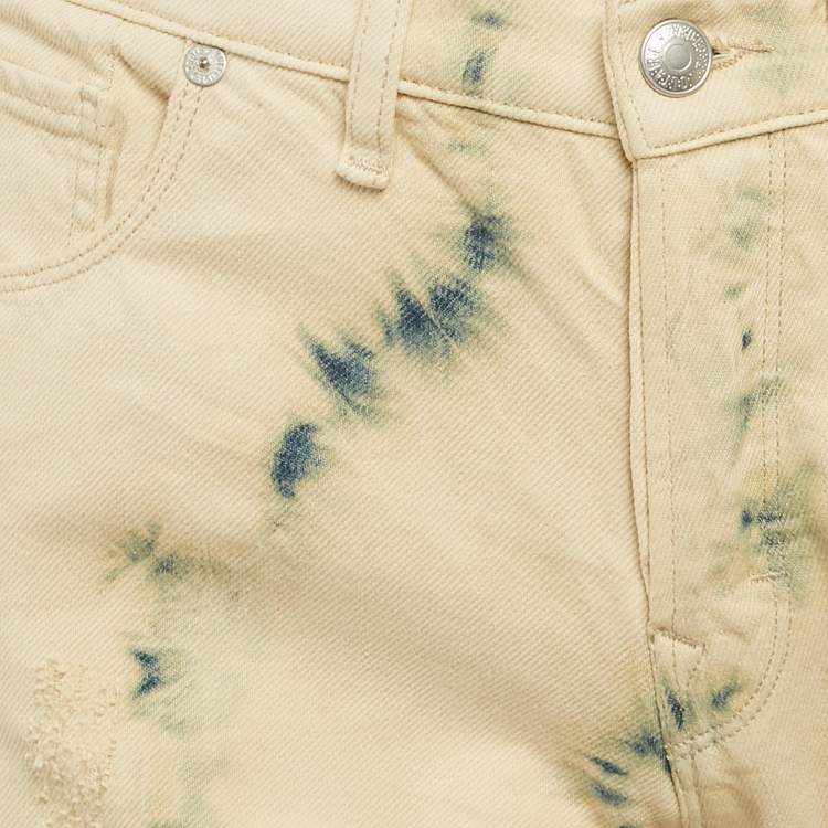 Pre Owned Zadig & Voltaire Cream Tie Dye Denim David Jeans M Waist 32"