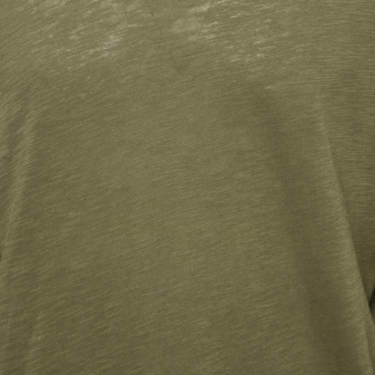 Pre Owned Zadig & Voltaire Khaki Green Light Slub Cotton Nastir Henley T-Shirt L