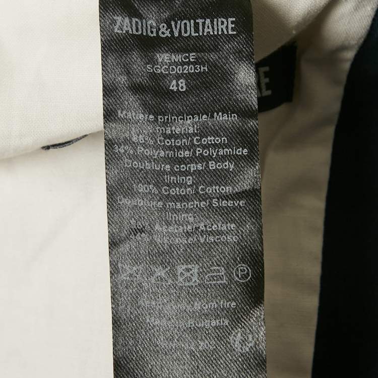 Pre Owned Zadig & Voltaire Navy Blue Cotton Blend Single Breasted Venice Blazer M