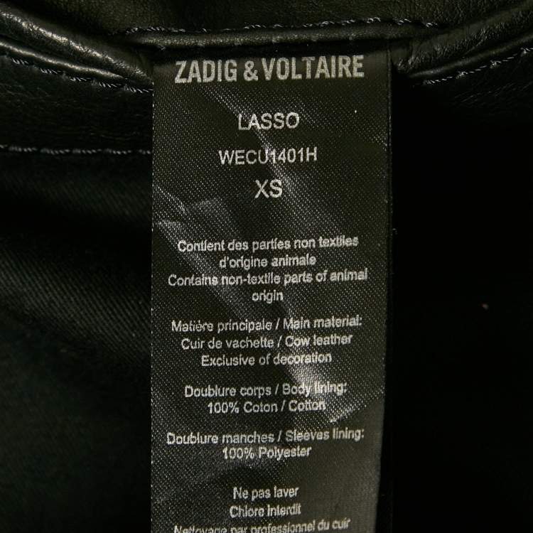 Pre Owned Zadig & Voltaire Black Leather Zip-Up Lasso Jacket XS