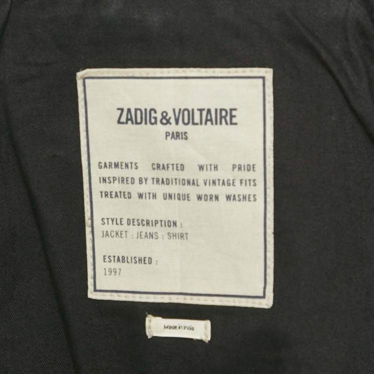 Pre Owned Zadig & Voltaire Black Leather Zip-Up Lasso Jacket XS