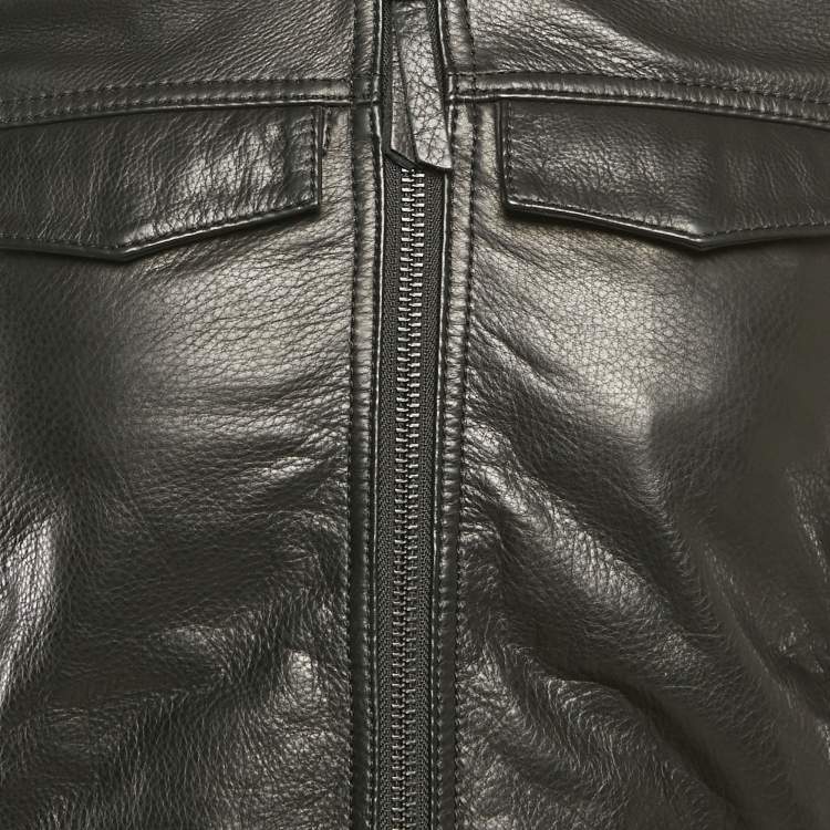 Pre Owned Zadig & Voltaire Black Leather Zip-Up Lasso Jacket XS