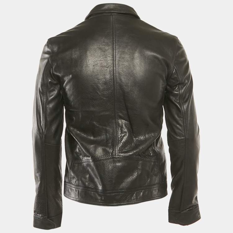 Pre Owned Zadig & Voltaire Black Leather Zip-Up Lasso Jacket XS