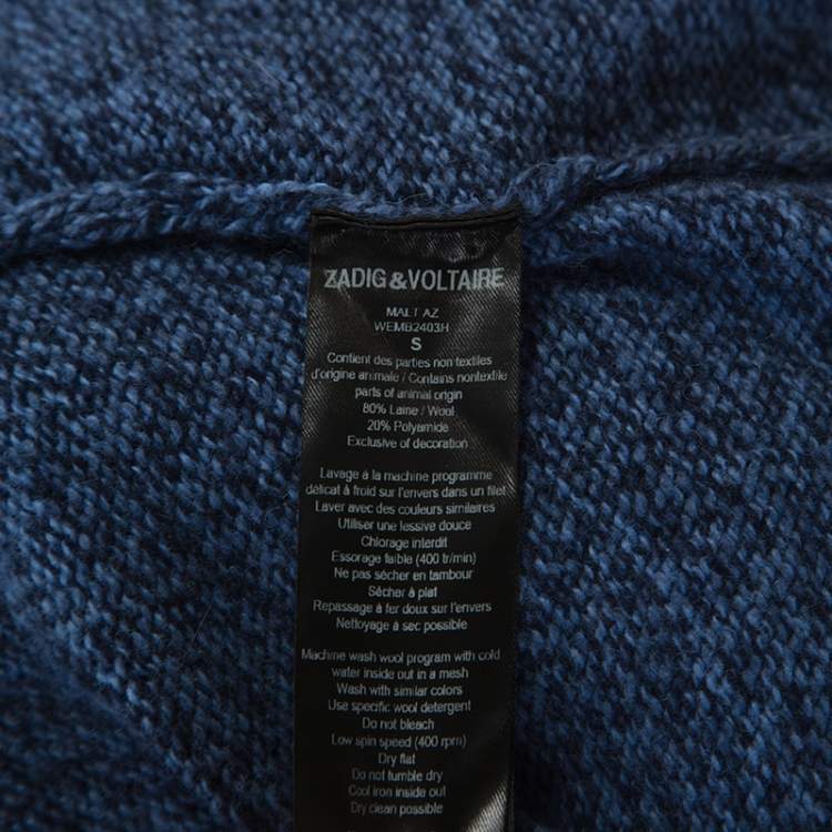 Pre Owned Zadig and Voltaire Blue Wool Knit Malt Cardigan S
