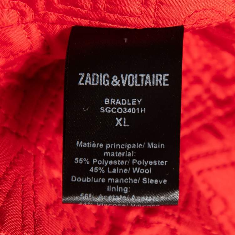Pre Owned Zadig & Voltaire Black Wool Blend Zip Front Jacket XL