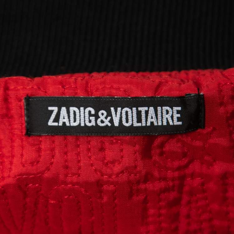 Pre Owned Zadig & Voltaire Black Wool Blend Zip Front Jacket XL
