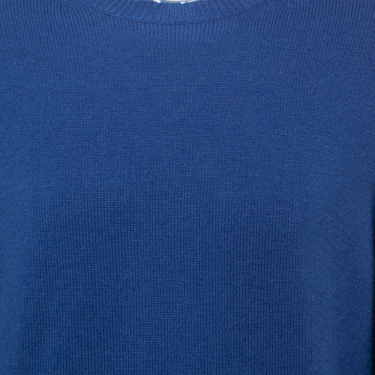 Pre Owned Zadig & Voltaire Blue Distressed Wool Crew Neck Sweater XL