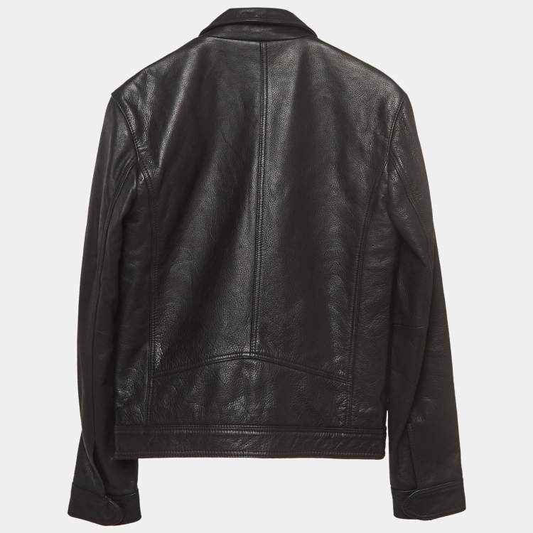 Pre Owned Zadig & Voltaire Black Leather Zip Front Jacket XS