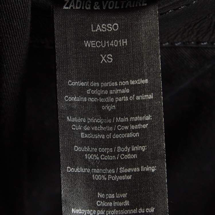 Pre Owned Zadig & Voltaire Black Leather Zip Front Jacket XS