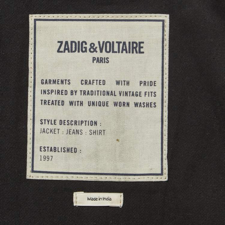 Pre Owned Zadig & Voltaire Black Leather Zip Front Jacket XS
