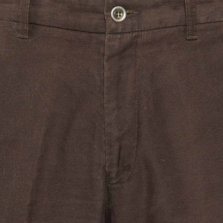 Pre Owned Zegna Sport Brown Cotton Regular Fit Pants L/Waist 34"