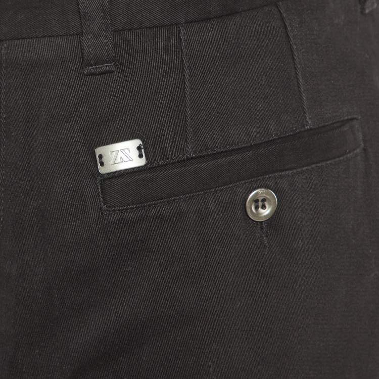 Pre Owned Zegna Sport Black Cotton Regular Fit Pants XL/Waist 37"