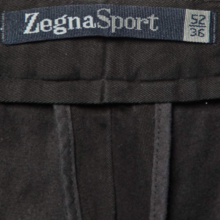 Pre Owned Zegna Sport Black Cotton Regular Fit Pants XL/Waist 37"