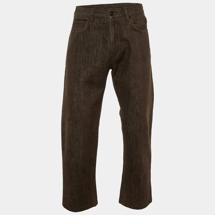 Pre Owned Zegna Sport Brown Denim Regular Fit Jeans M/Waist 33"