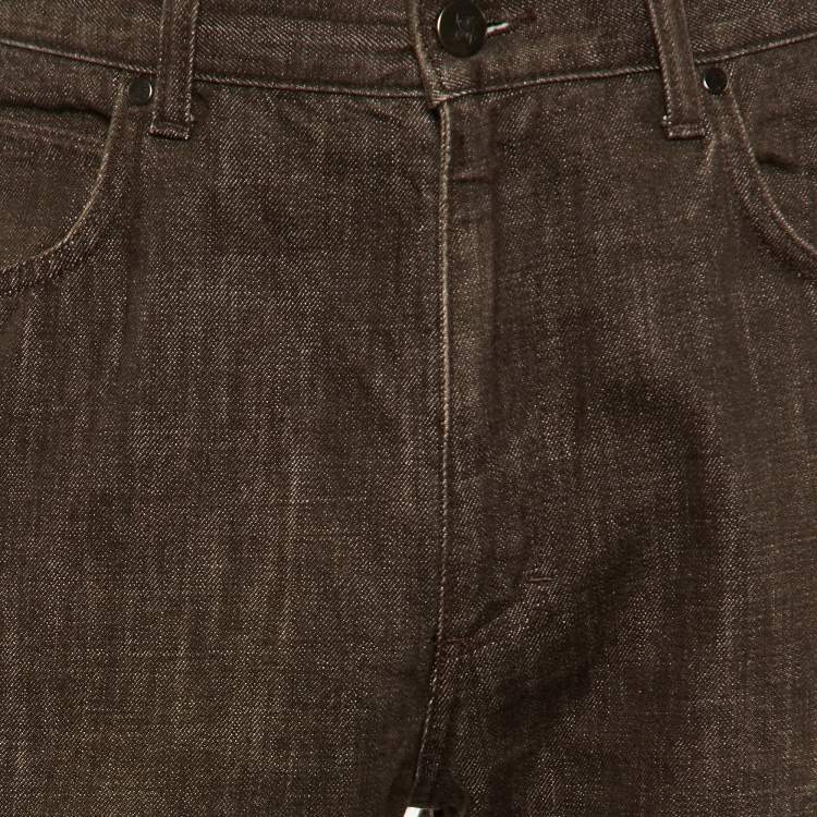 Pre Owned Zegna Sport Brown Denim Regular Fit Jeans M/Waist 33"