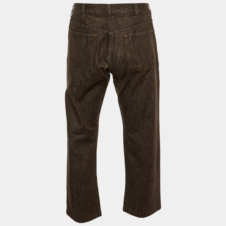 Pre Owned Zegna Sport Brown Denim Regular Fit Jeans M/Waist 33"