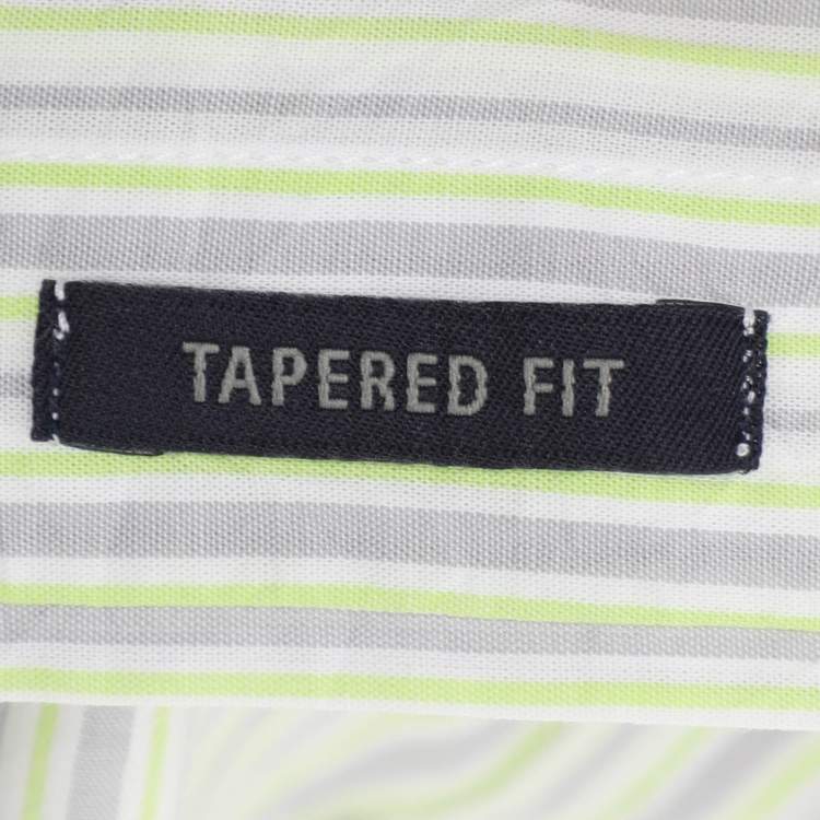 Pre Owned Zegna Sport Green/Grey Stripe Cotton Long Sleeve Shirt M