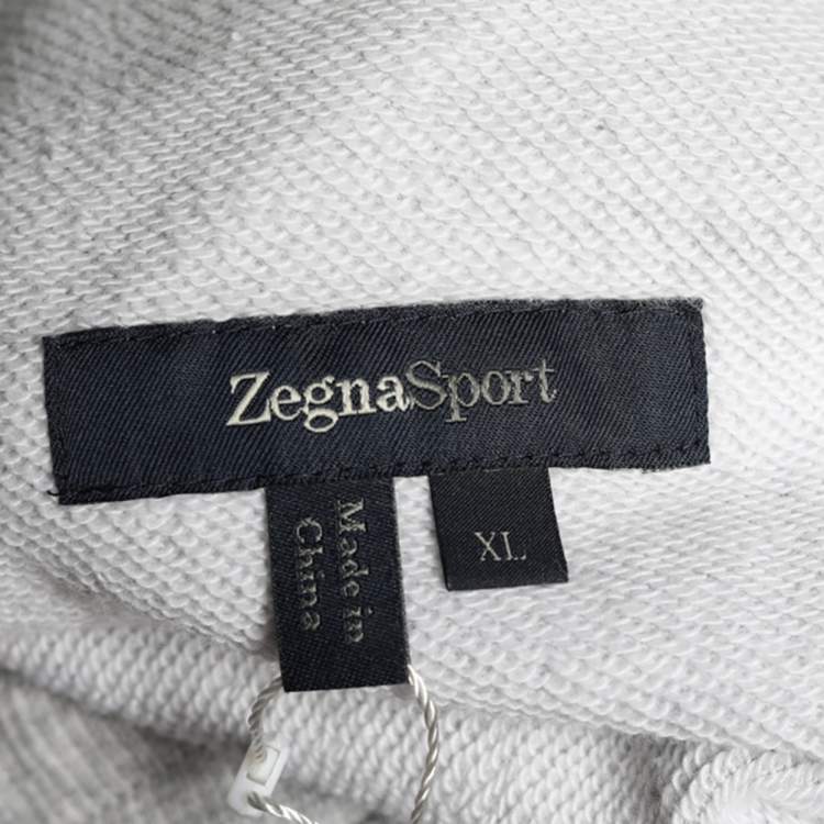 Pre Owned Zegna Sport Grey Mélange Terry Knit Joggers XL