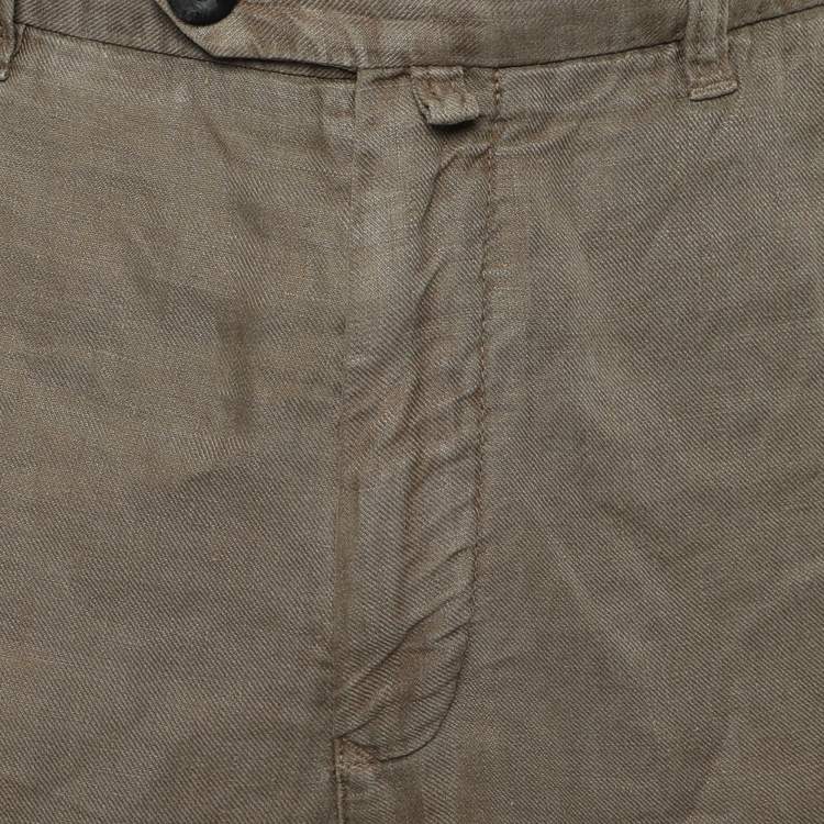 Pre Owned Zegna Sport Beige Linen Regular Fit Pants XL  