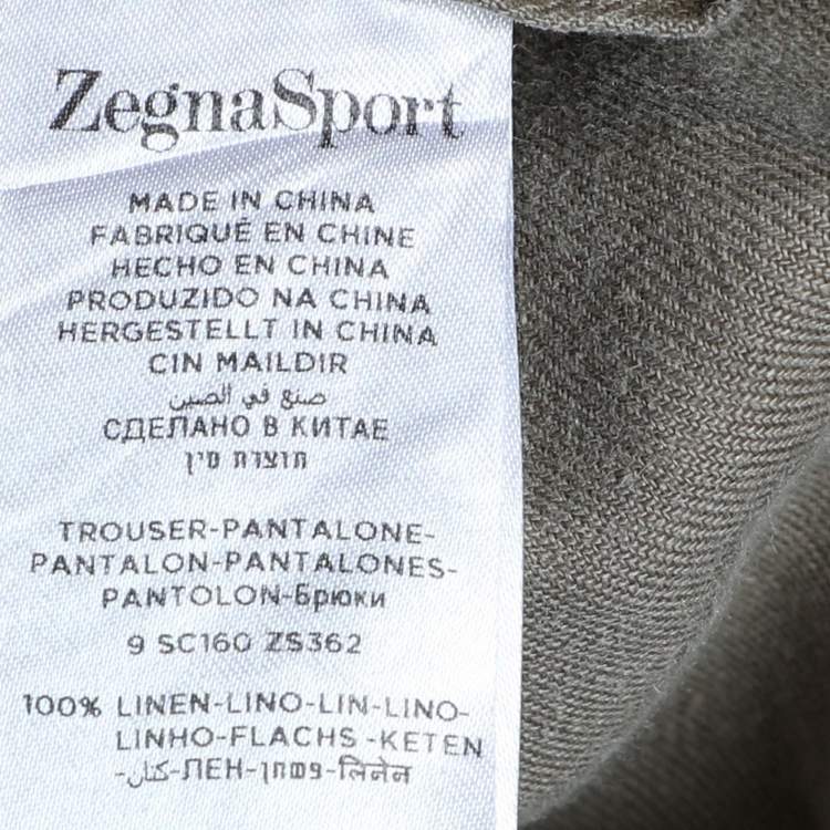 Pre Owned Zegna Sport Beige Linen Regular Fit Pants XL  