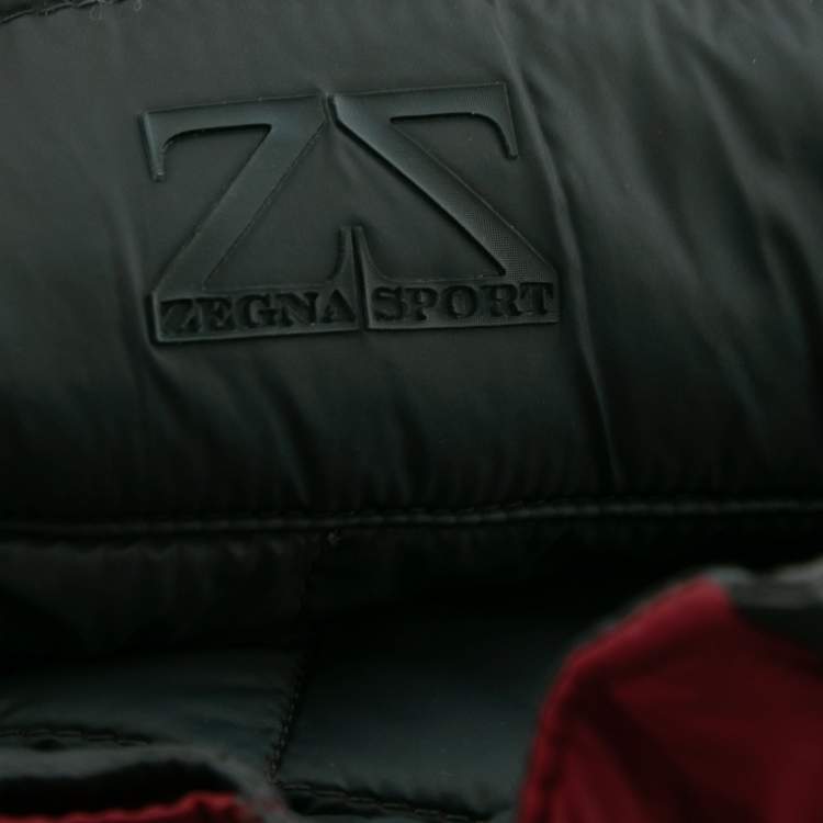Pre Owned Zegna Sport Red & Black Synthetic Reversible Front Zip Vest XL