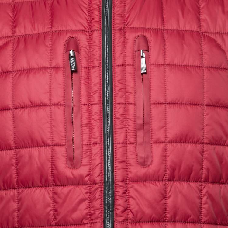Pre Owned Zegna Sport Red & Black Synthetic Reversible Front Zip Vest XL