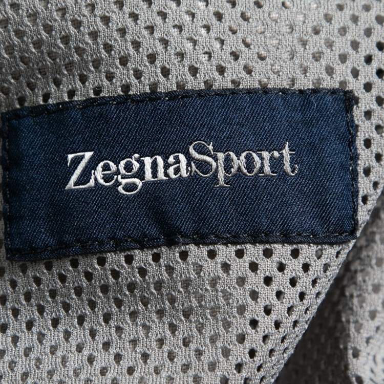 Pre Owned Zegna Sport Light Grey Linen Zip Front Jacket L