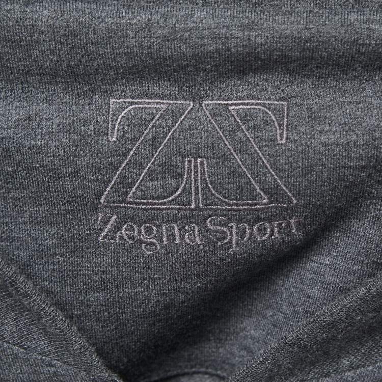 Pre Owned Zegna Sport Grey Cotton Zip-Up Jacket 2XL