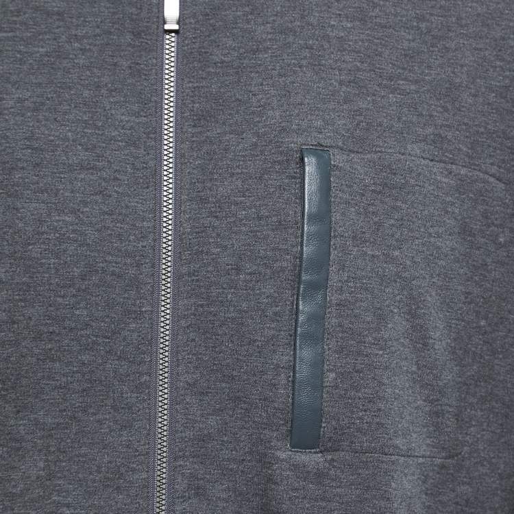 Pre Owned Zegna Sport Grey Cotton Zip-Up Jacket 2XL