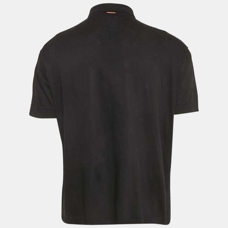 Pre Owned Zegna Black Jersey Polo T-Shirt L