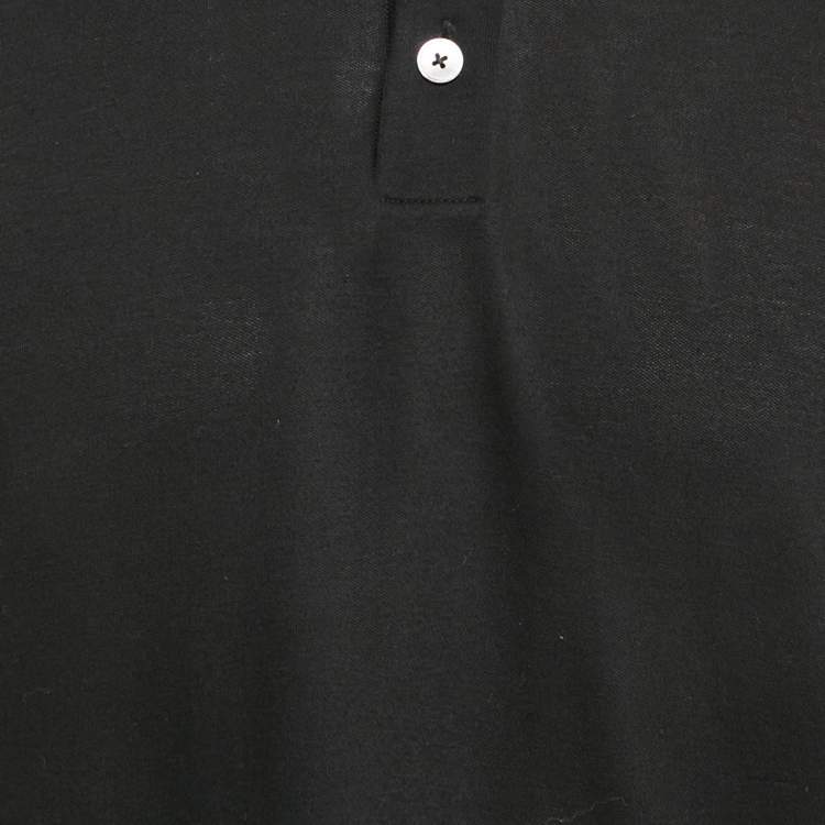 Pre Owned Zegna Black Jersey Polo T-Shirt L