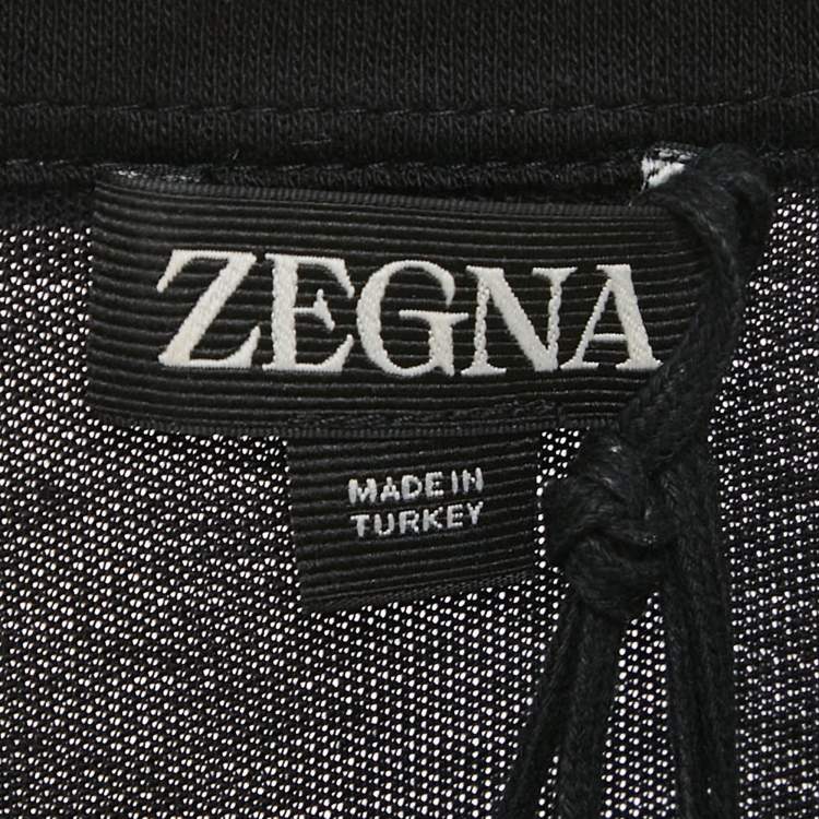 Pre Owned Zegna Black Jersey Polo T-Shirt L