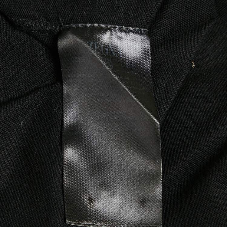 Pre Owned Zegna Black Jersey Polo T-Shirt L