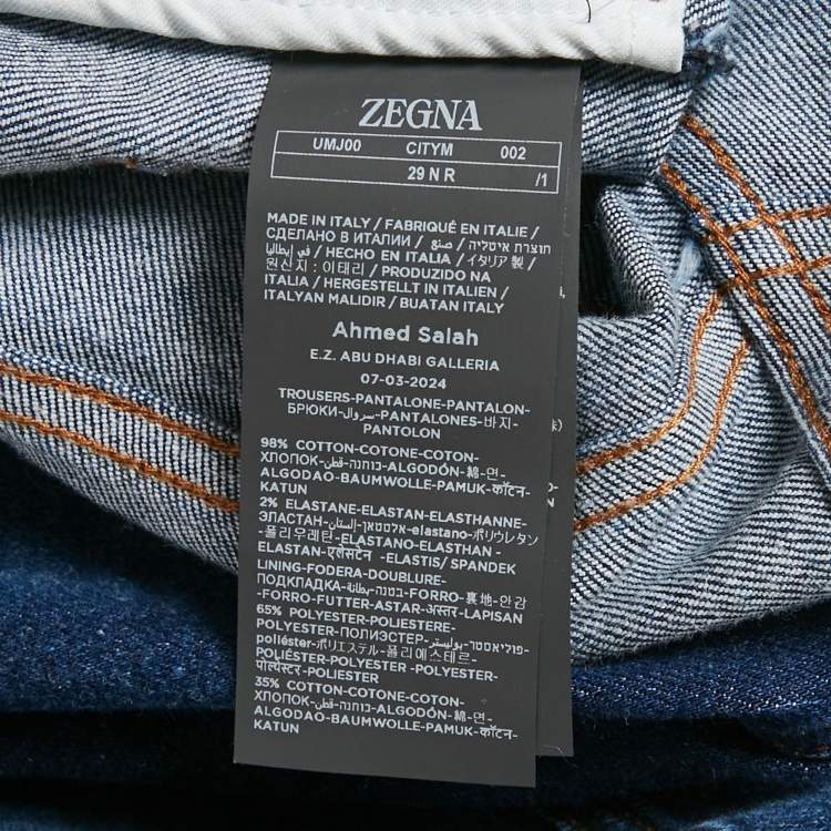 Pre Owned Zegna Blue Denim Regular Fit Jeans S Waist 29"