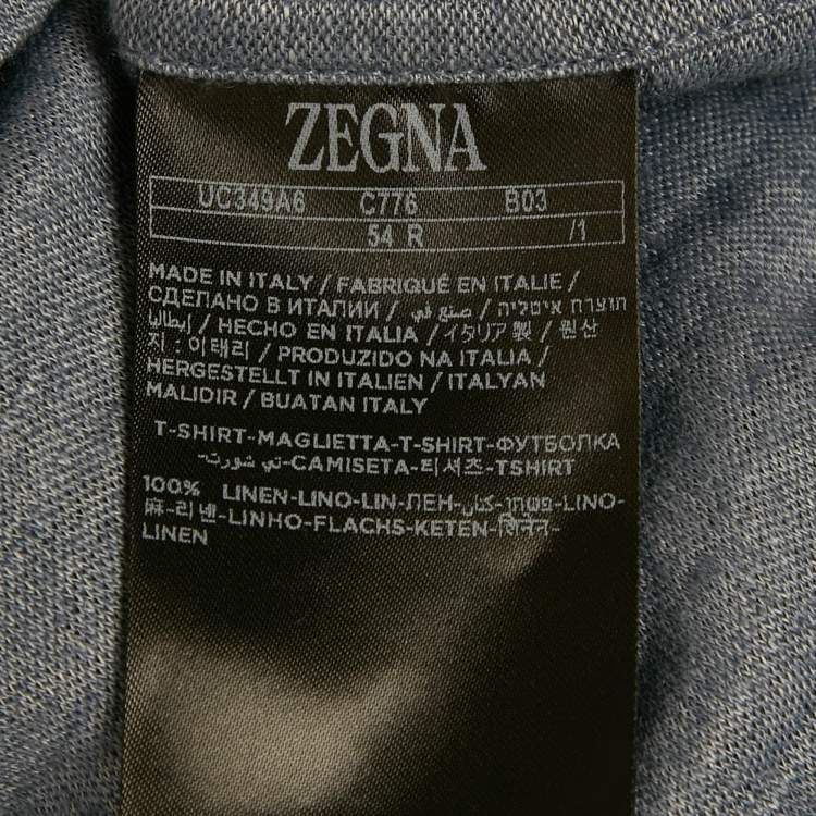 Pre Owned Zegna Blue Linen Knit Crew Neck T-Shirt XL
