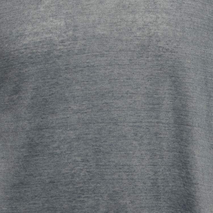 Pre Owned Zegna Blue Linen Knit Crew Neck T-Shirt XL