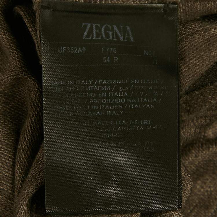 Pre Owned Zegna Dark Taupe Linen Oasi Lino T-Shirt XL 