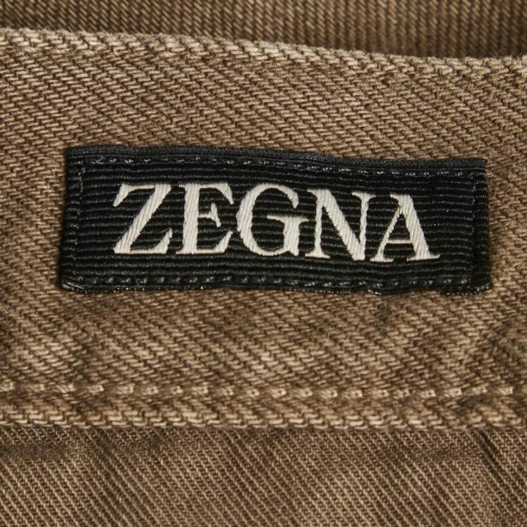 Pre Owned Zegna Brown Denim Classic Fit Jeans XXL/Waist 38"