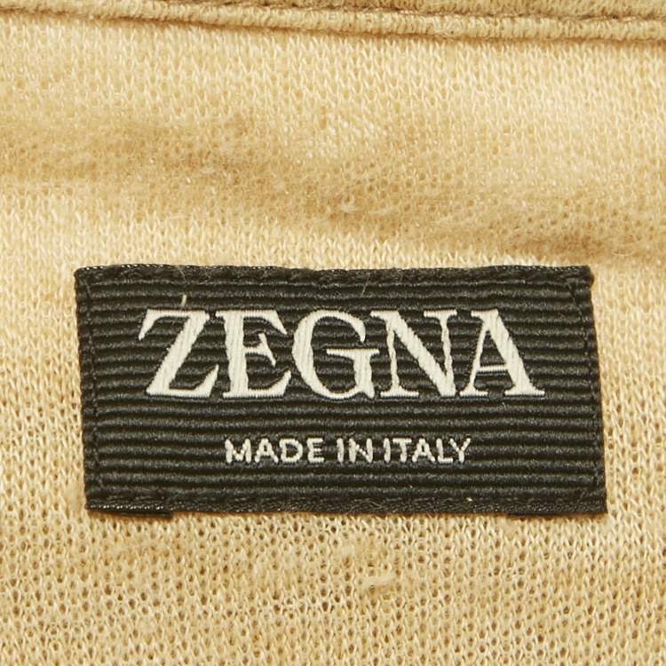 Pre Owned Zegna Yellow Jersey Polo T-Shirt M
