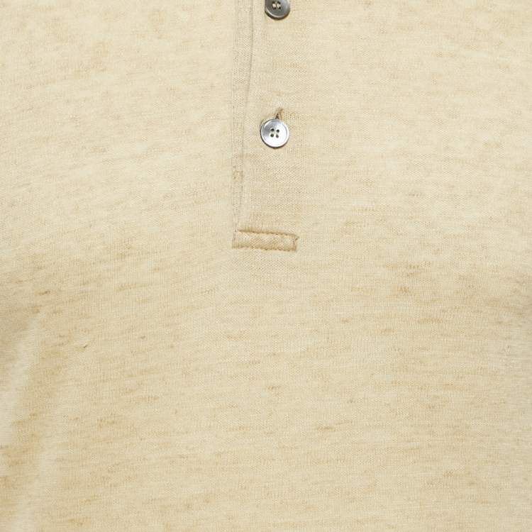 Pre Owned Zegna Yellow Jersey Polo T-Shirt M