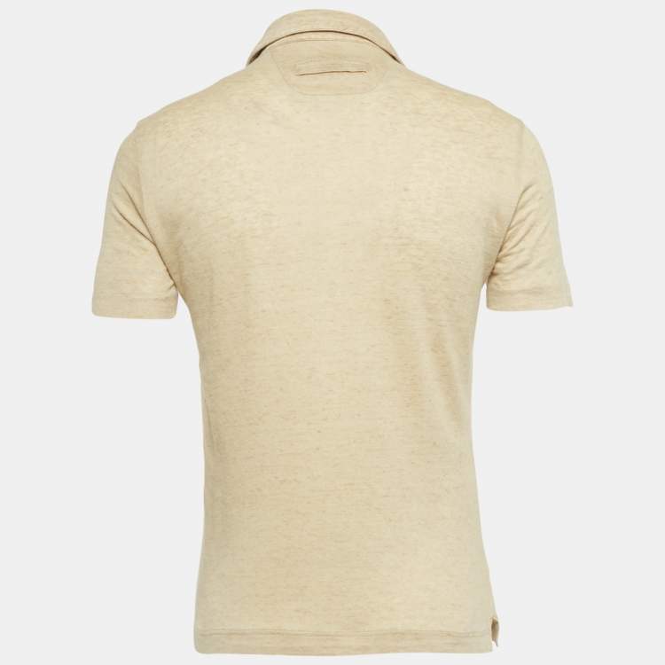 Pre Owned Zegna Yellow Jersey Polo T-Shirt M