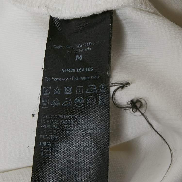 Pre Owned Zegna White Logo Print Jersey Crew Neck T-Shirt M