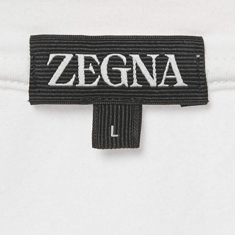 Pre Owned Zegna White Jersey Crewneck T-Shirt L