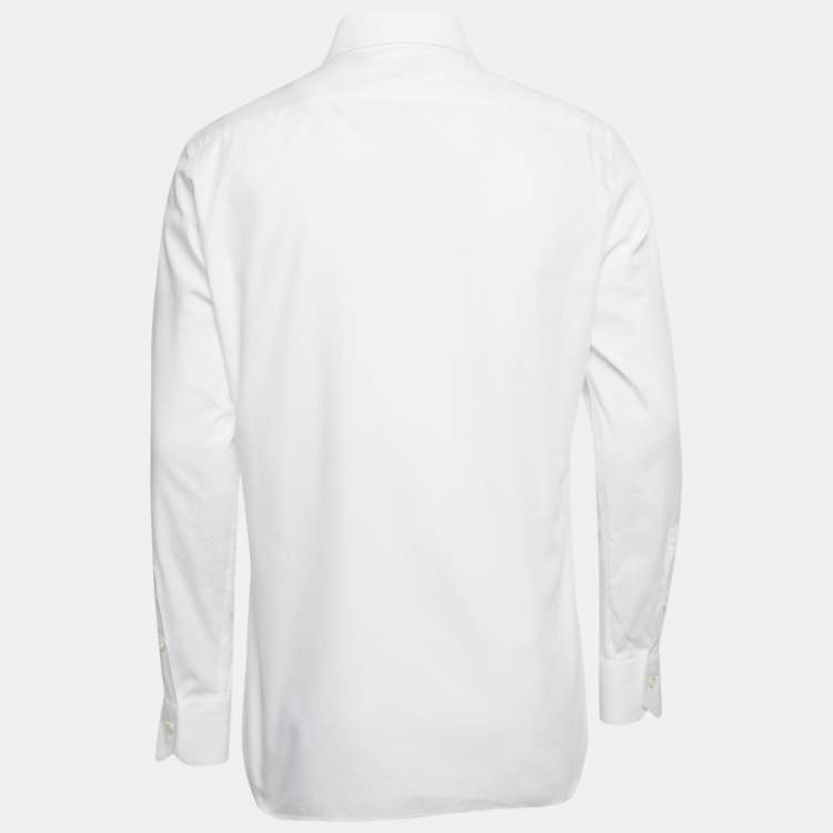 مملوكة مسبقًا قميص زيغنا تروفيو أبيض قطن بأكمام طويلة مقاس كبير (لارج)