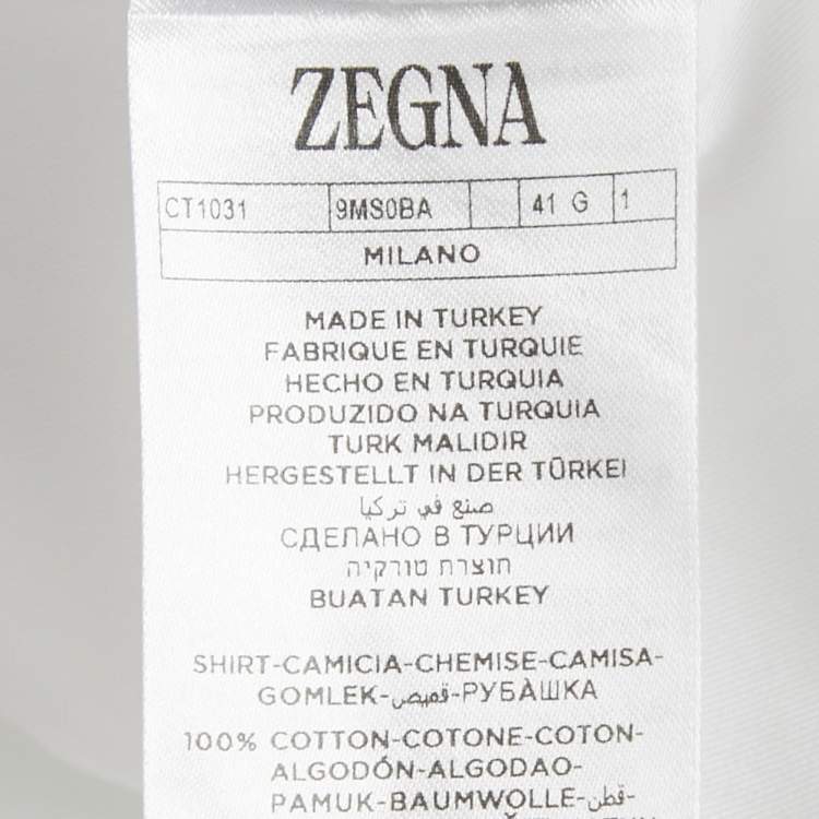 مملوكة مسبقًا قميص زيغنا تروفيو أبيض قطن بأكمام طويلة مقاس كبير (لارج)