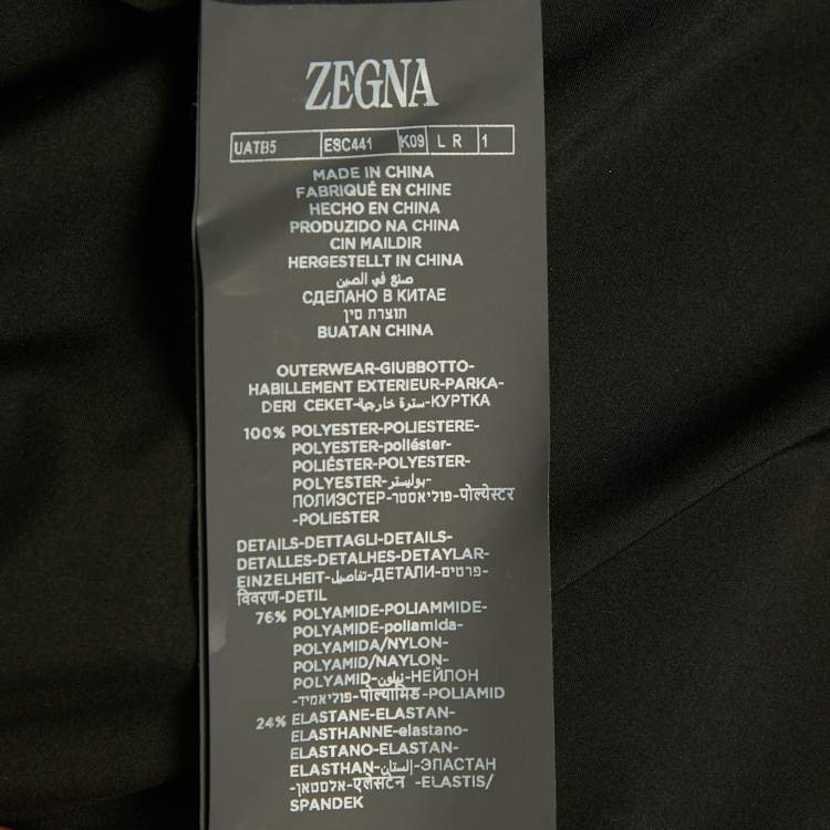 مملوكة مسبقًا Zegna Black All Over Logo Pattern Synthetic Zip Up Jacket L