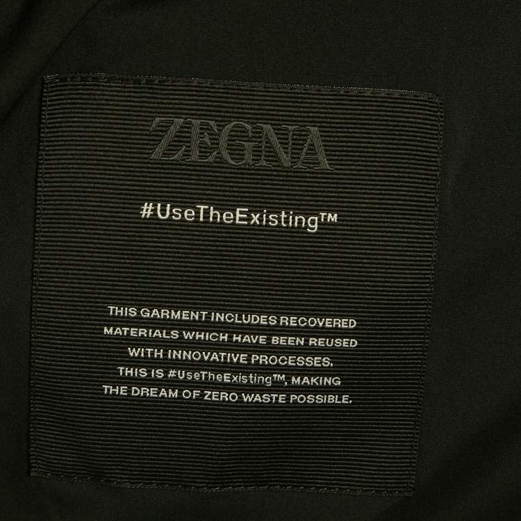 مملوكة مسبقًا Zegna Black All Over Logo Pattern Synthetic Zip Up Jacket L