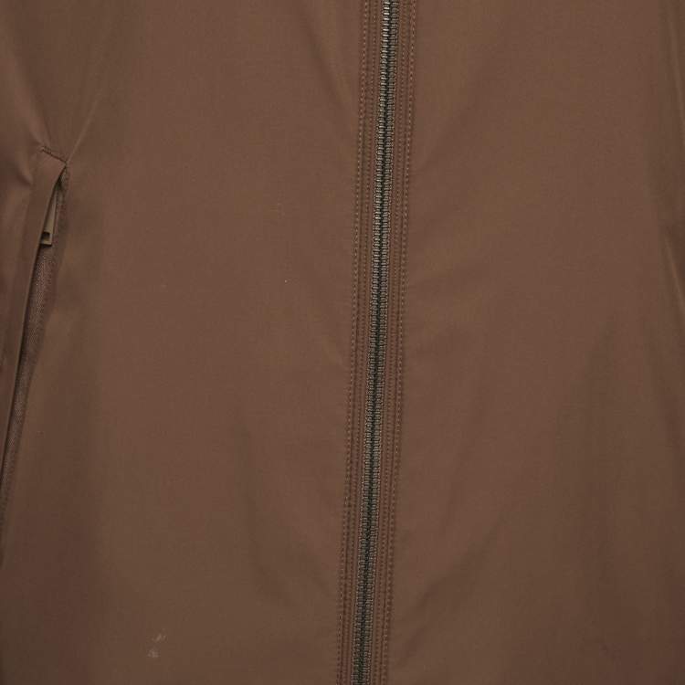 Pre Owned Zegna Grey/Brown Cashmere and Nylon Reversible Jacket M