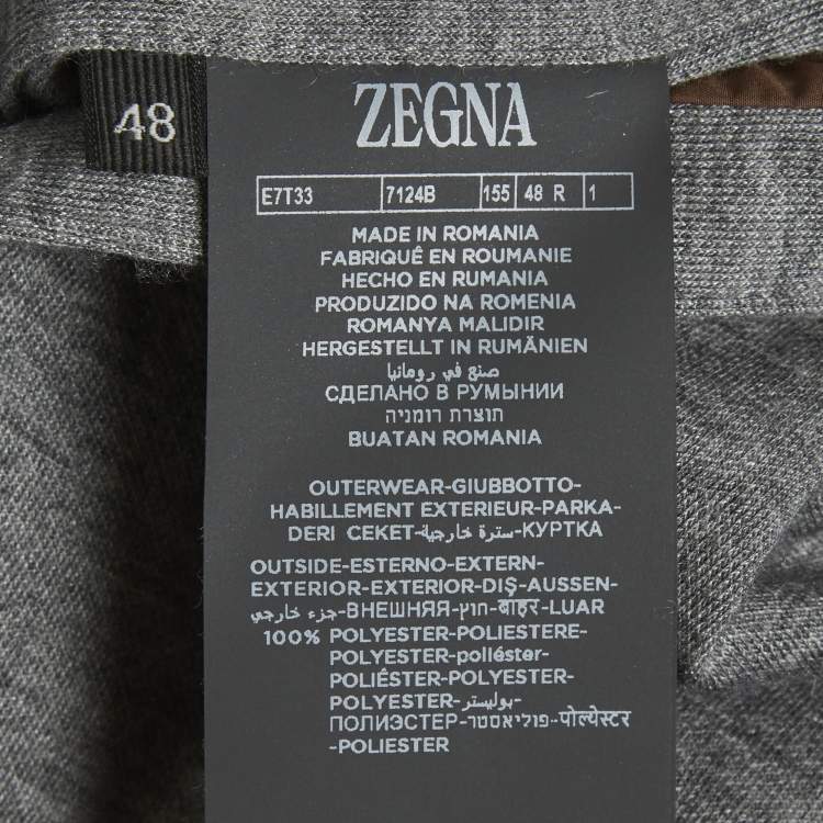 Pre Owned Zegna Grey/Brown Cashmere and Nylon Reversible Jacket M