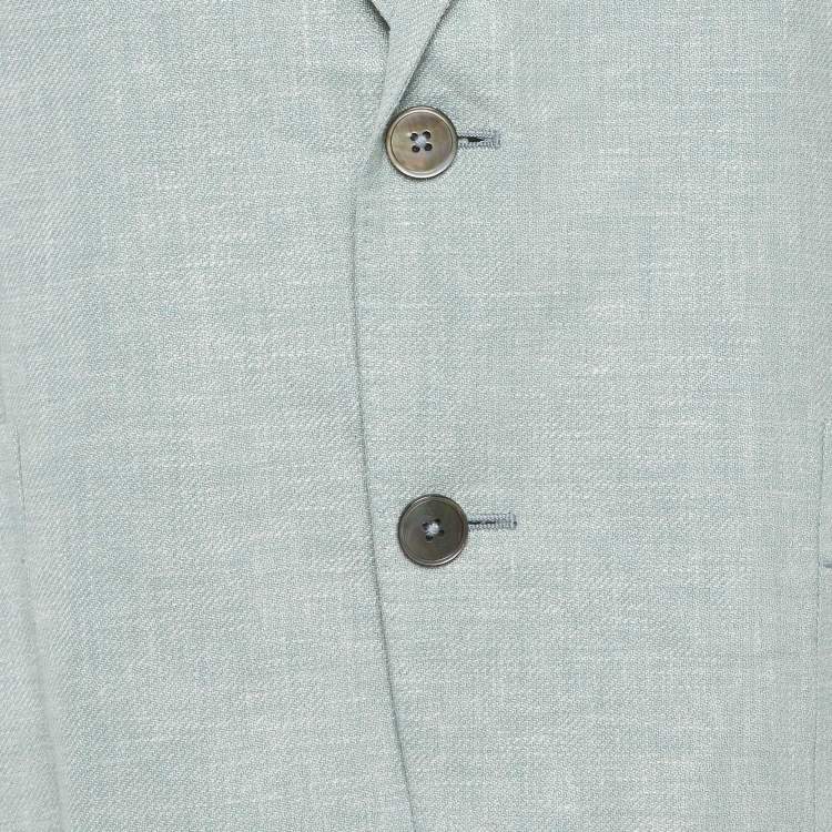 Pre Owned Zegna Light Blue Linen Blend Regular Fit Blazer L
